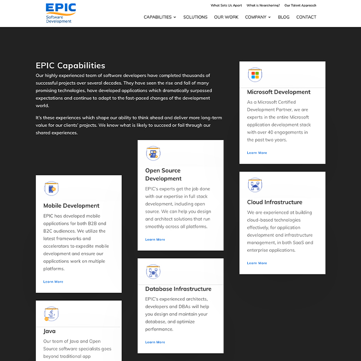Epic Software Development web design
